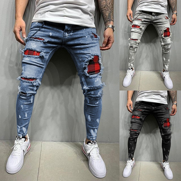 Wholesale New Trend Men Denim Jeans Color Stitching Ripped Jeans - China Denim  Jeans and Denim Jeans Men price | Made-in-China.com